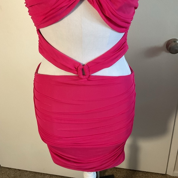 Runaway the Label Kim Mini Dress S Fuchsia Pink Ruched Cut Out Party Event - Picture 5 of 7